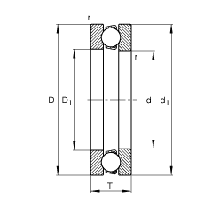 推力深沟球轴承 51407, 根据 DIN 711/ISO 104 标准的主要尺寸，单向，可分离