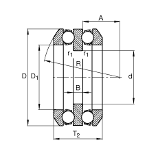 推力深沟球轴承 54315 + U315, 根据 DIN 711/ISO 104 标准的主要尺寸，单向，带球面轴承座圈和一个或两个座圈，可分离