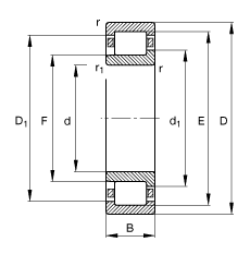 圆柱滚子轴承 NJ2312-E-TVP2, 根据 DIN 5412-1 标准的主要尺寸, 半定位轴承, 可分离, 带保持架