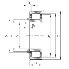 圆柱滚子轴承 NJ304-E-TVP2 + HJ304E, 根据 DIN 5412-1 标准的主要尺寸, 带 L 型圈，定位轴承, 可分离, 带保持架