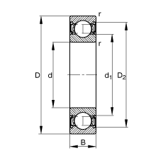 深沟球轴承 61909-2RSR, 根据 DIN 625-1 标准的主要尺寸, 两侧唇密封