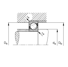 角接触球轴承 7308-B-JP, 根据 DIN 628-1 标准的主要尺寸，接触角 α = 40°
