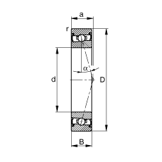 主轴轴承 HSS7007-C-T-P4S, 调节，成对安装，接触角 α = 15°，两侧唇密封，非接触，加严公差