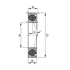 主轴轴承 HCB71906-C-T-P4S, 调节，成对或单元安装，接触角 α = 15°，陶瓷球，限制公差
