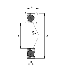 主轴轴承 HCB71909-E-T-P4S, 调节，成对或单元安装，接触角 α = 25°，陶瓷球，限制公差