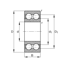 深沟球轴承 4307-B-TVH, 根据 DIN 625-3 标准的主要尺寸，双列