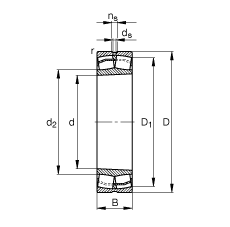 调心滚子轴承 22312-E1-K, 根据 DIN 635-2 标准的主要尺寸, 锥孔，锥度 1:12