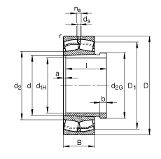 调心滚子轴承 21312-E1-K + AHX312, 根据 DIN 635-2 标准的主要尺寸, 带锥孔和退卸套